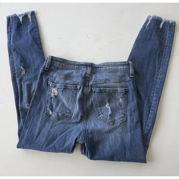 Bridge By Gly Distressed Ankle Skinny Jean Cut Off Frayed Hole Mid Rise Pant 29" - Picture 5 of 5